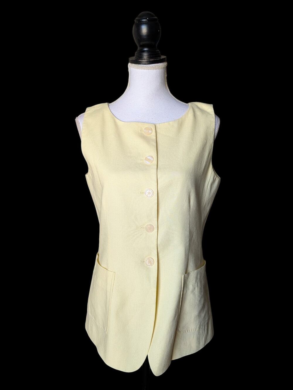 Ann Taylor The Petite Cutaway Square Neck Vest in Linen Blend New Size 8P Petite